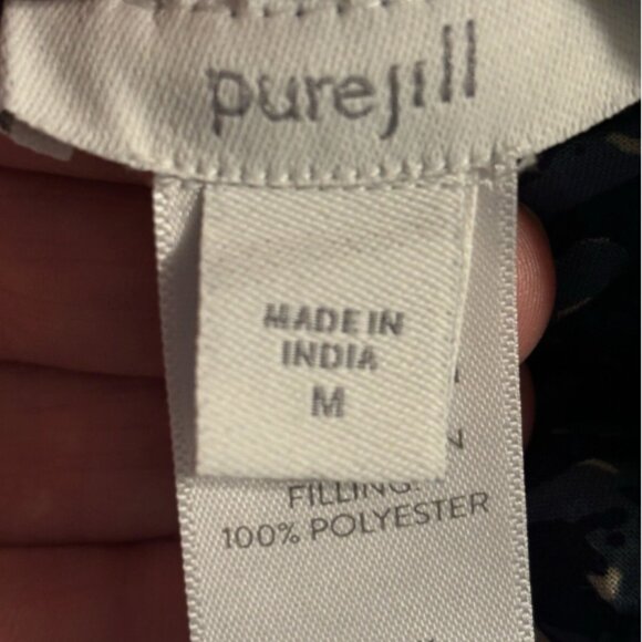 Pure J. Jill Reversible Quilted Jacket Blue Stamped Leaves Print Size Medium - Picture 8 of 11